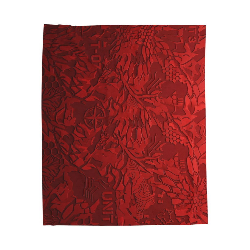 Velveteen Plush Blanket - Embossed Red Floral Cozy Throw