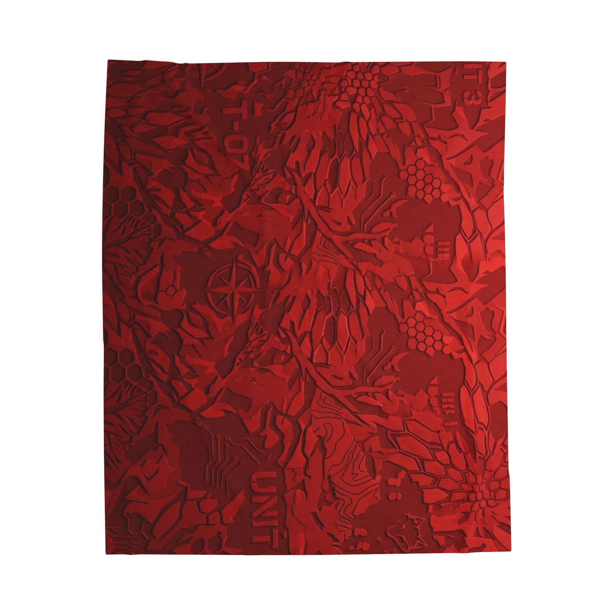Velveteen Plush Blanket - Embossed Red Floral Cozy Throw