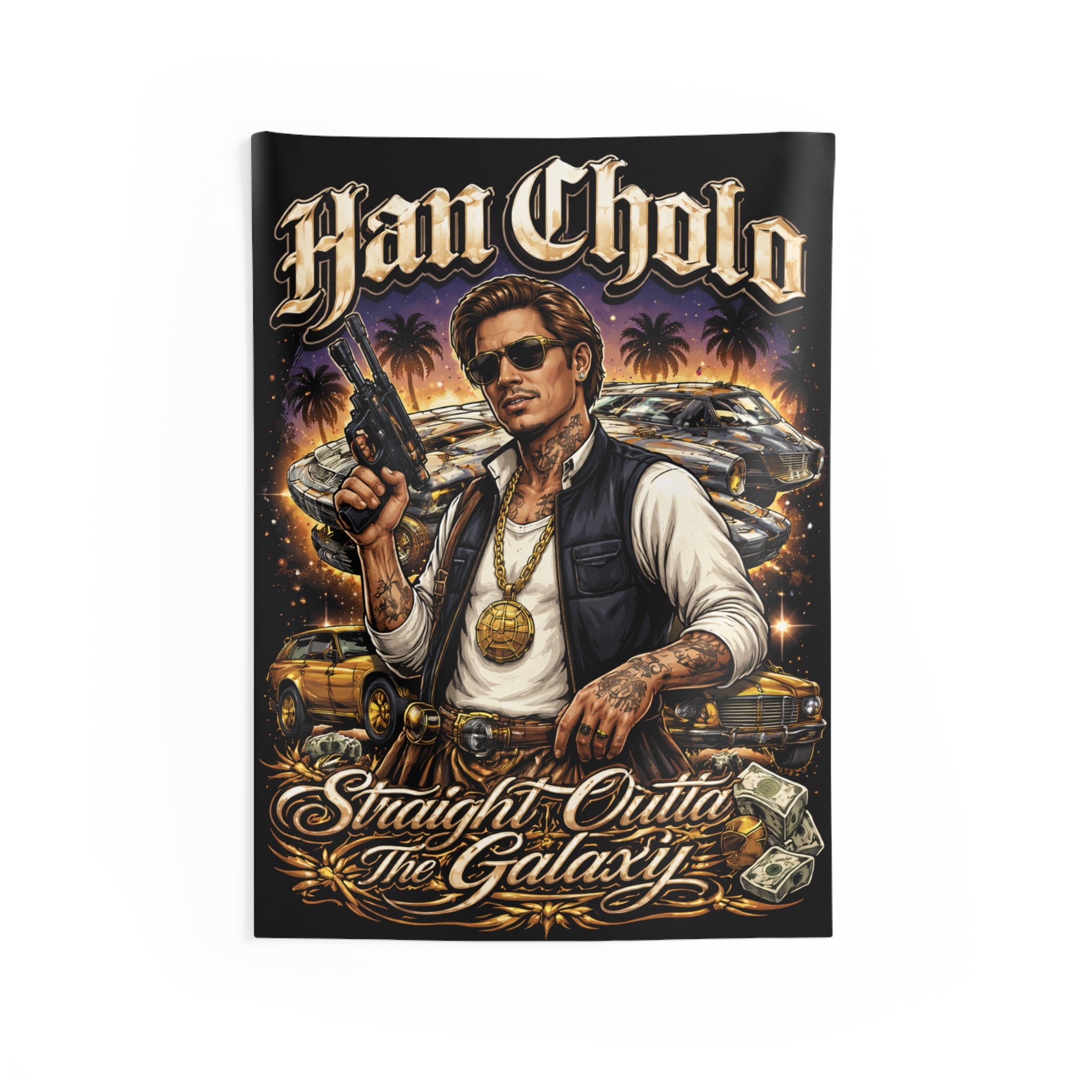 Wall Tapestry — "Han Cholo: Straight Outta The Galaxy" Urban Retro Decor