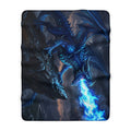 Blue Dragon Sherpa Blanket — Cozy Fantasy Fleece with Fire-Breathing Dragon