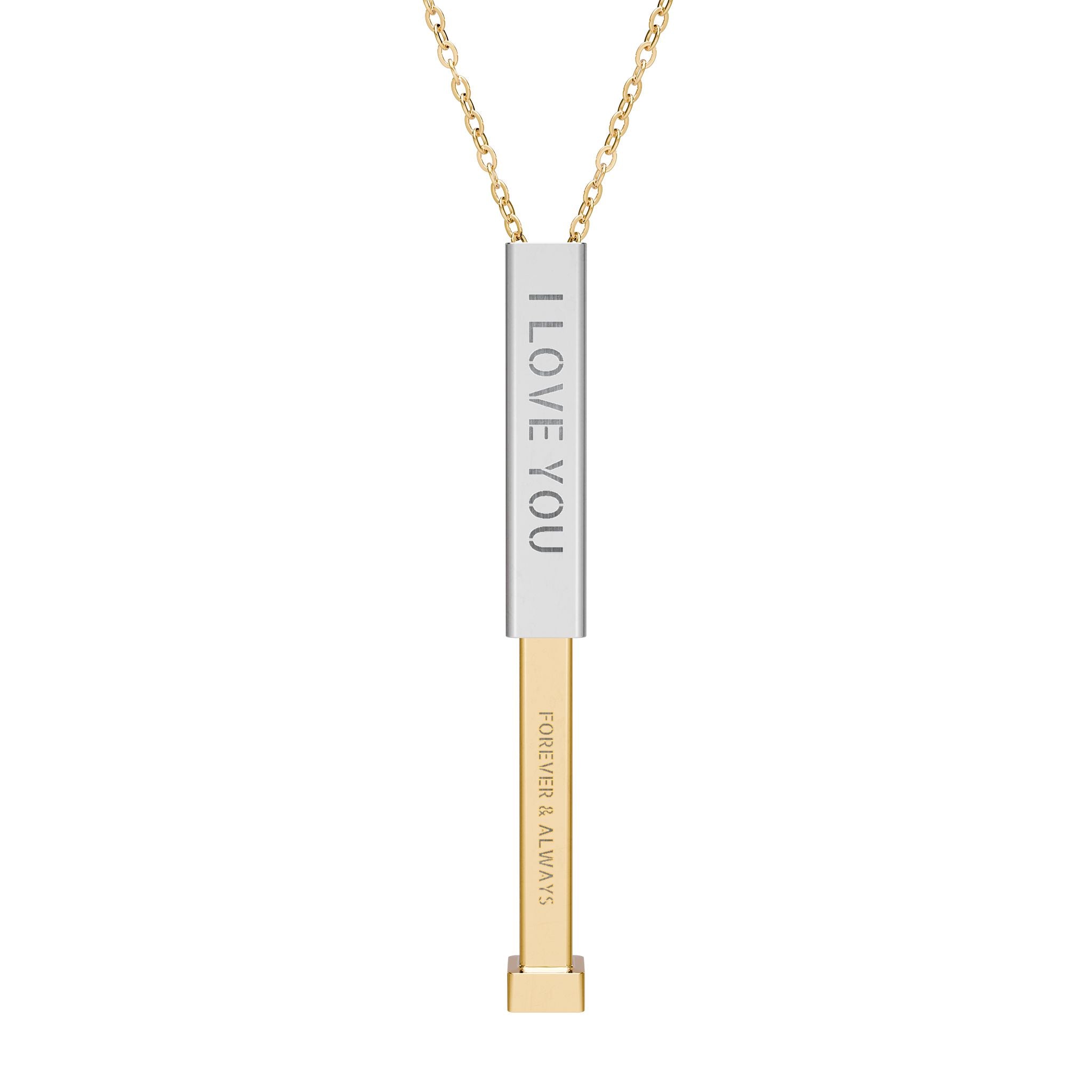 Hidden Message Sliding Blank Bar Necklace (Engraving)